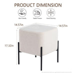 Load image into Gallery viewer, Everest Ivory Cube Shaped Boucle White Stool #100192