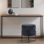 Load image into Gallery viewer, Linen Round Multifunctional Stool with Black Metal Legs (Blue)

