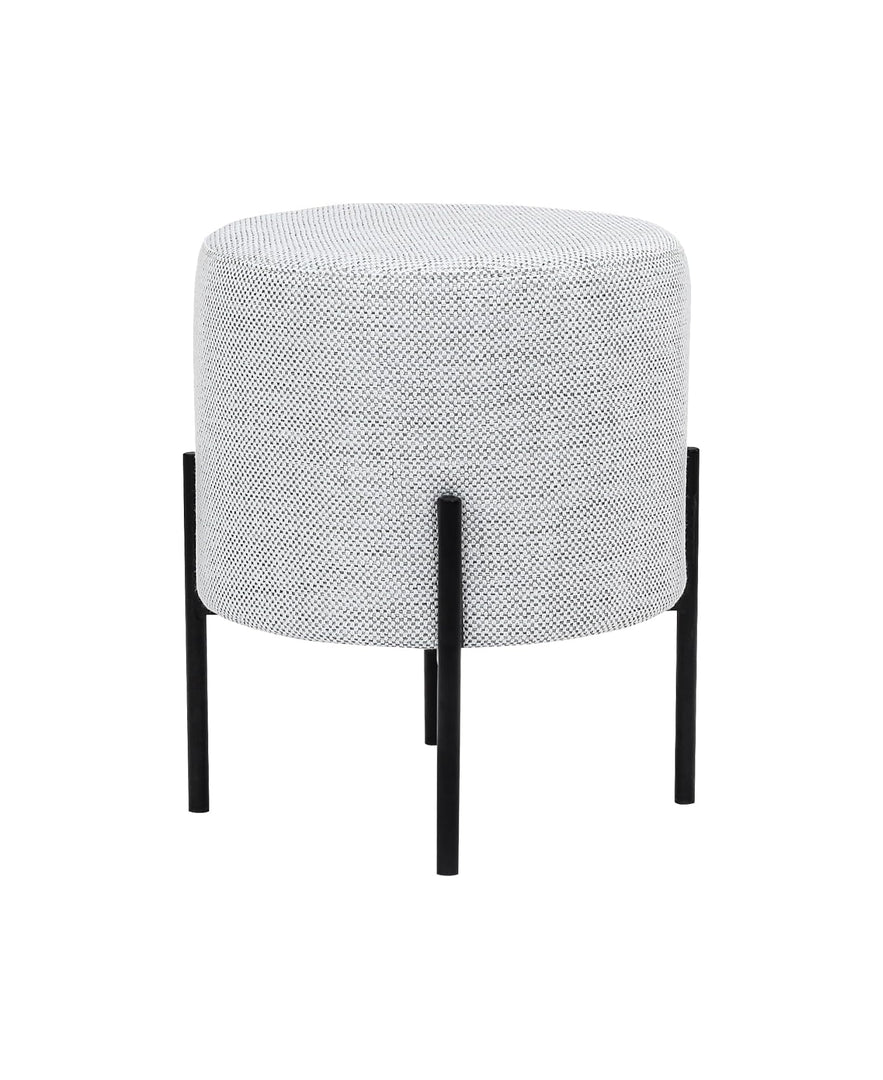 Linen Round Multifunctional Stool with Black Metal Legs (Blue)