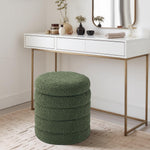 Load image into Gallery viewer, Cushen Sherpa Fabric Round Ottoman with Soft Padded Seat, Storage Vanity Stool, Upholstered Footrest (Green)
