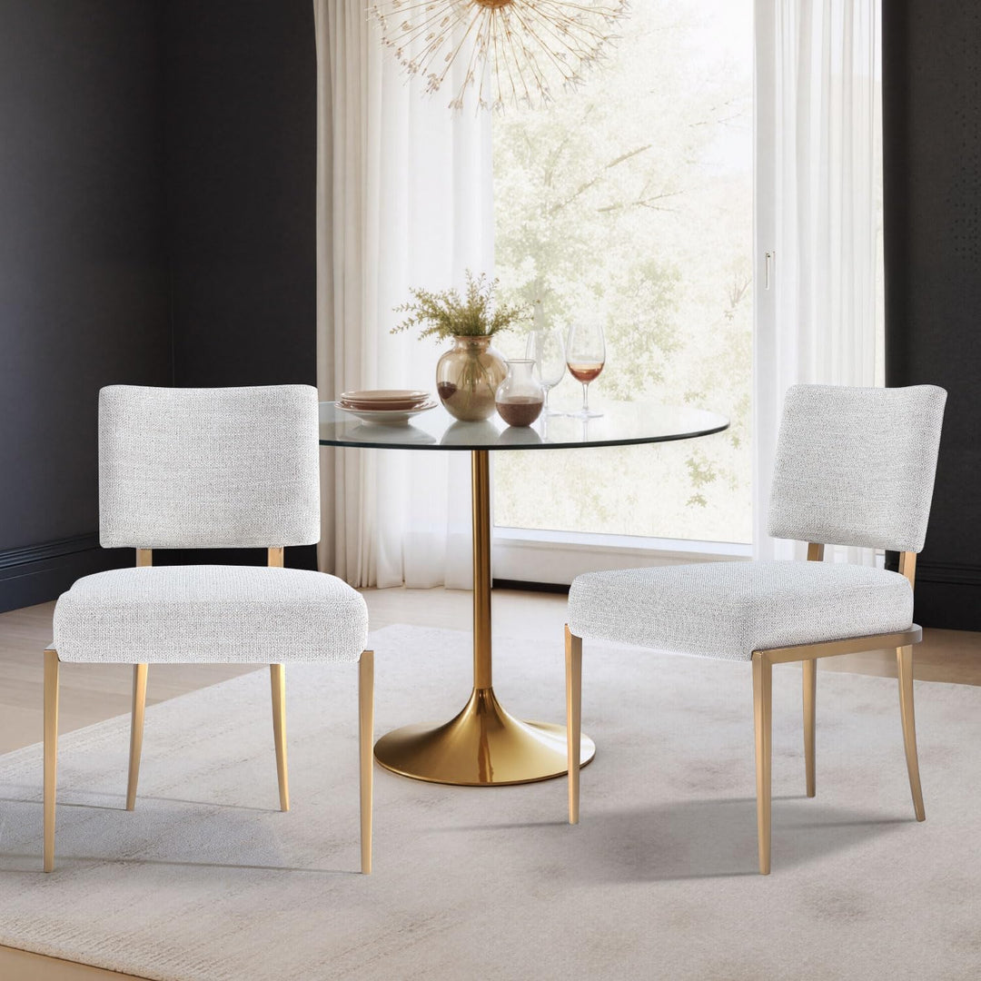 Levante Boucle Fabric Upholstered with Metal base Dining Chair ( Set of 2 )
