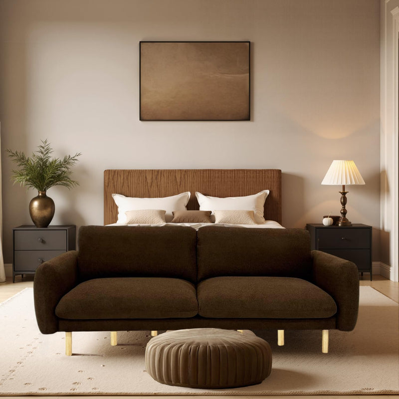 Chocolate Wood Modern Living Room Sofa 