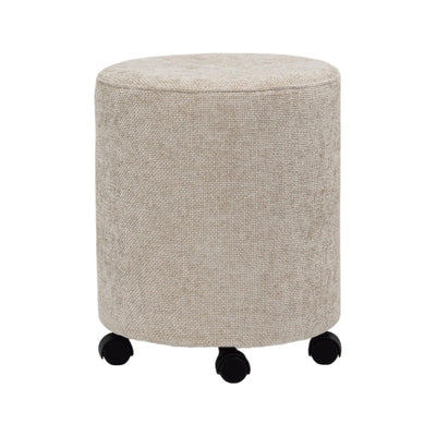 Creamy Round Ottoman With Pulley #100150