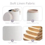 Load image into Gallery viewer, Beige Round Ottoman With Storage #100188