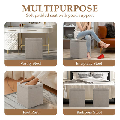 Taupe Square Ottoman With Storage #100121
