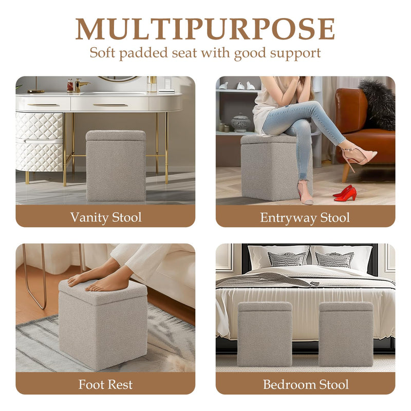 Taupe Square Ottoman With Storage 