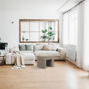 Taupe U Shaped Sherpa Fabric Ottoman #100045 Get Set Style Furniture