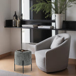Load image into Gallery viewer, Linen Round Multifunctional Stool with Black Metal Legs (Gray)
