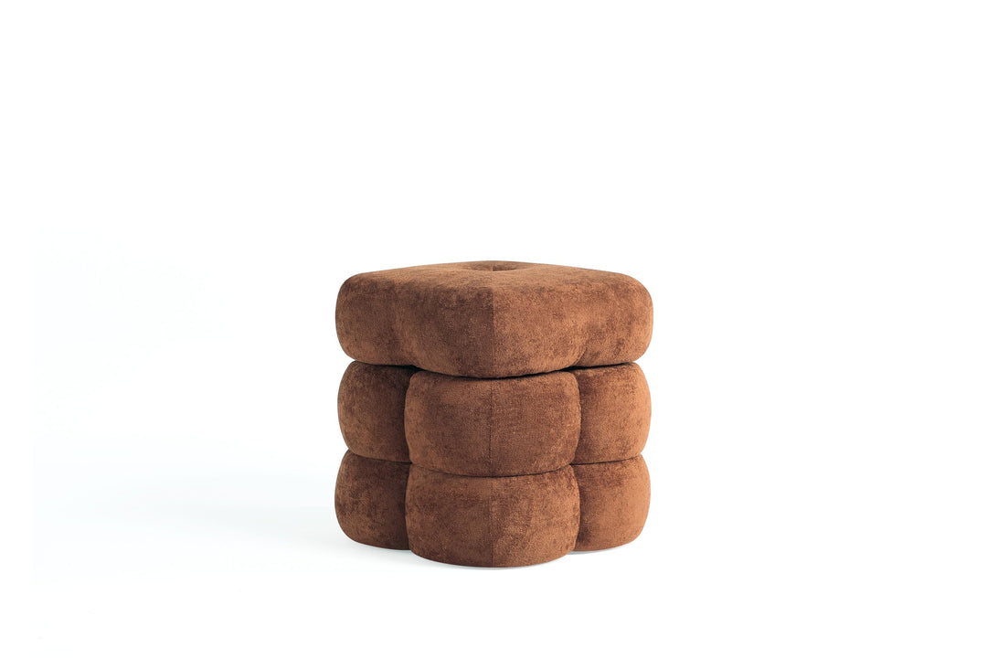 Flower Ottoman with Rotating Base,17.5in Accent Vanity Stool Multi-Functional Lounge Footrest or Extra Seating (Cedar) #100306