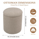 Load image into Gallery viewer, Taupe Round Ottoman With Storage #100118
