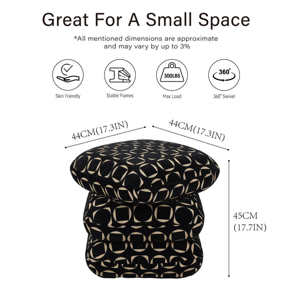 Stacked Swivel Ottoman ( Black Jacquard ) Get Set Style Furniture