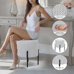 Load image into Gallery viewer, Linen Round Multifunctional Stool with Black Metal Legs (Light Gray)
