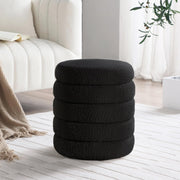 Black Fabric Round Ottoman with Storage #100098