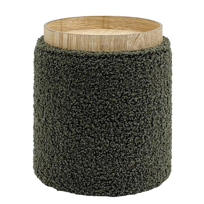 Green Sherpa Round Ottoman With Storage #100126