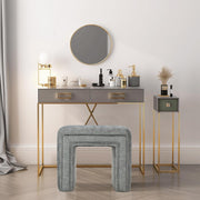 Veluxe Gray U-Shaped Velvet Ottoman Fully Assembled