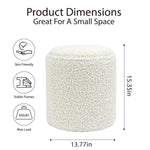 Load image into Gallery viewer, White Sherpa Round Ottoman With Storage #100127
