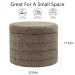 Load image into Gallery viewer, Taupe Chenille Round Ottoman With Storage #100137
