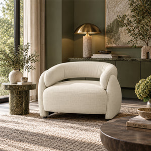 Echo Bouclé Barrel Chair (White) Get Set Style Furniture