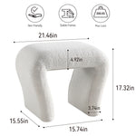 Load image into Gallery viewer, White Curved Boucle Ottoman
