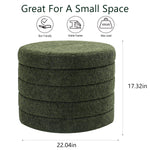 Load image into Gallery viewer, Green Chenille Round Ottoman With Storage #100138
