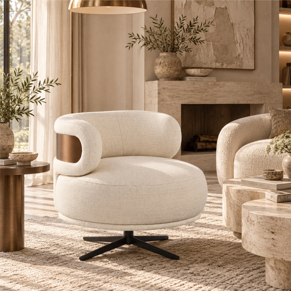 Marlowe Swivel Lounge Chair (White) Get Set Style Furniture