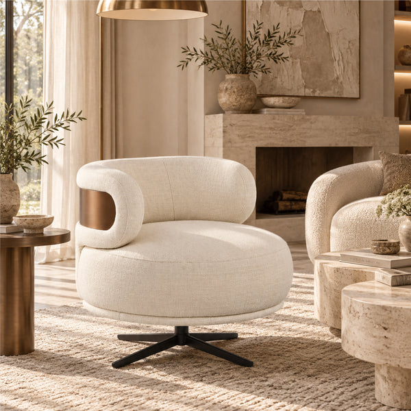 Marlowe Swivel Lounge Chair (White) Get Set Style Furniture
