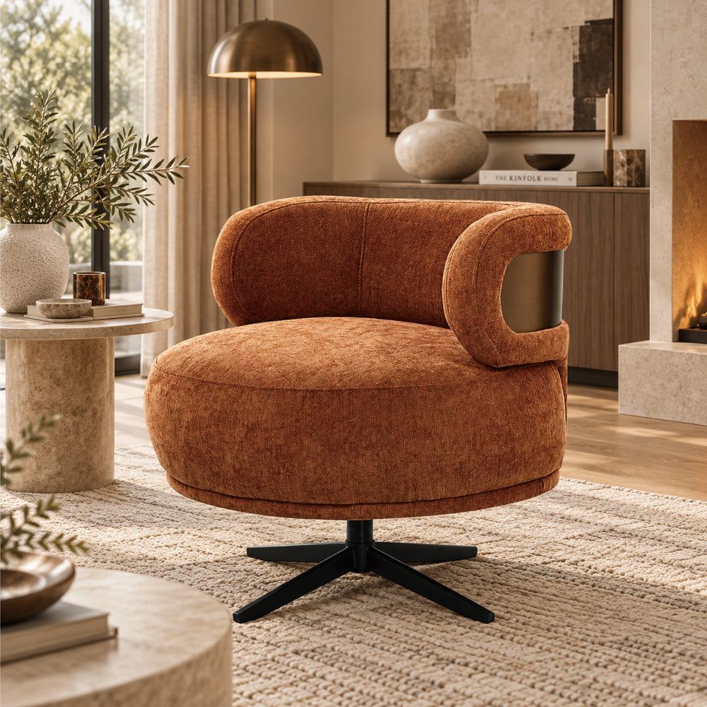 Marlowe Swivel Lounge Chair (Terracotta) Get Set Style Furniture