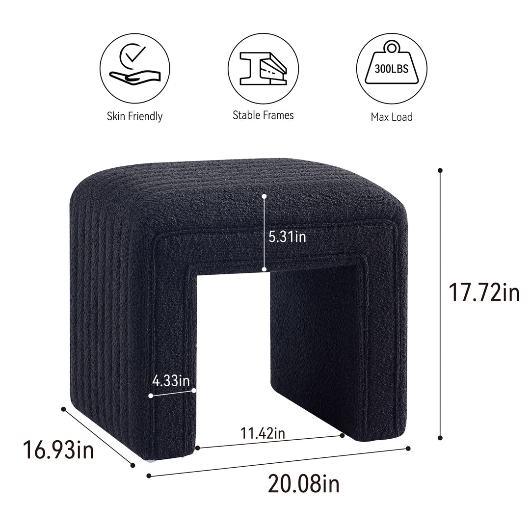 Black U Shaped Boucle Ottoman #100044