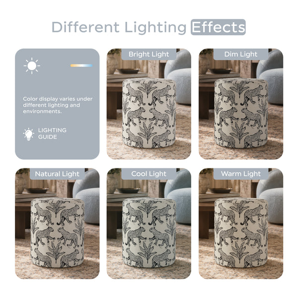 The Leopard Jacquard Ottoman  ( Beige Jacquared ) Get Set Style Furniture