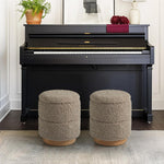 Load image into Gallery viewer, Wooden Base Storage Ottoman: Taupe Boucle #100105
