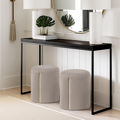 Taupe Round Ottoman with Band #100101