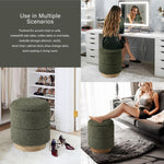 Load image into Gallery viewer, Wooden Base Storage Ottoman: Olive Boucle #100106

