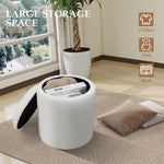Load image into Gallery viewer, White Round Ottoman With Storage #100119
