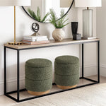 Load image into Gallery viewer, Wooden Base Storage Ottoman: Olive Boucle #100106
