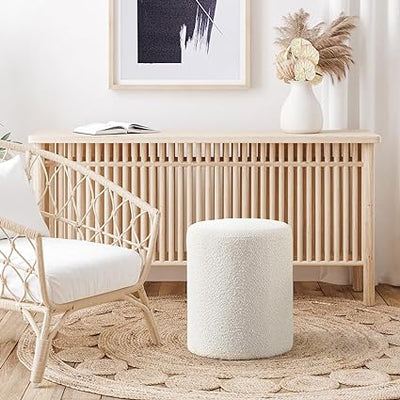 Paulo Boucle Fabric Round Ottoman