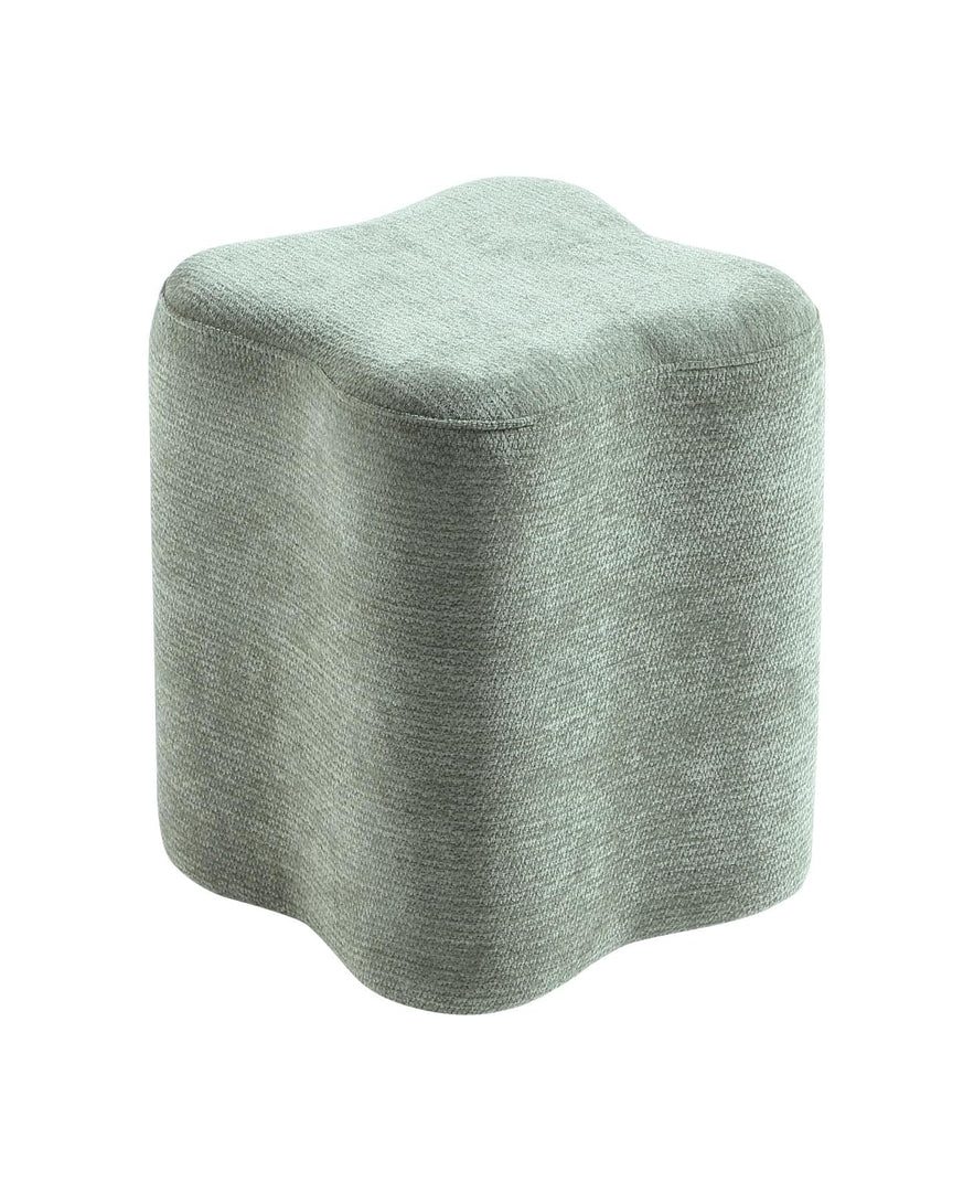 Modern Flowers Shaped Boucle Fabric Ottoman ( GREEN )