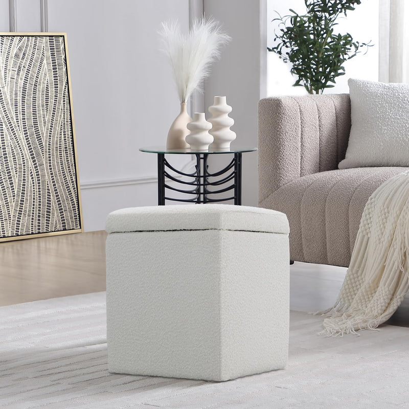 White Square Ottoman With Storage 