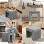Load image into Gallery viewer, Veluxe Gray U-Shaped Velvet Gray Ottoman, Plush Upholstered Vanity Stool and Footrest with Wood Legs, Stylish Extra Seating for Living Room, Bedroom, or Entryway, Fully Assembled
