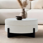 Load image into Gallery viewer, Beige Round Ottoman Coffee Table with Storage #120012
