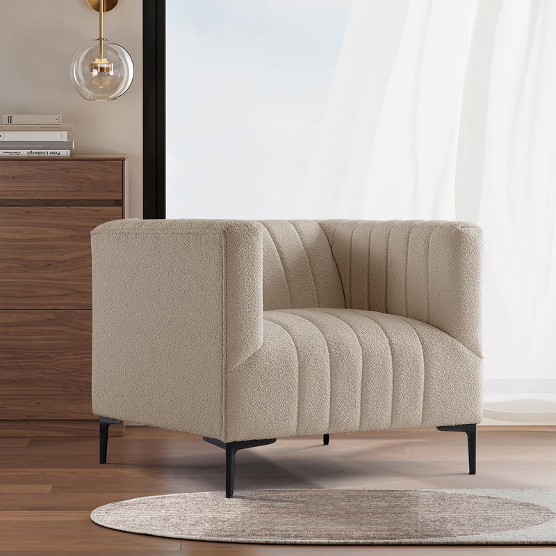 1 Seat Taupe Tufted Sofa 
