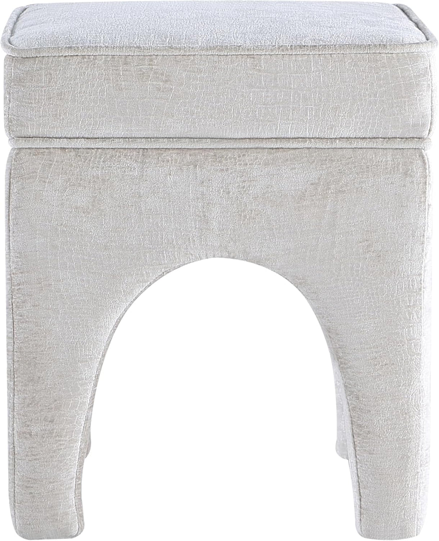 Upholstered Square Ottoman with Leopard Print, Soft Fabric Footrest Stool, Accent Vanity Stool for Living Room, Bedroom, Entryway Get Set Style Furniture