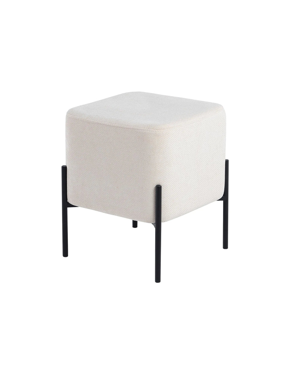 Everest Ivory Cube Shaped Boucle White Stool #100192 Get Set Style Furniture