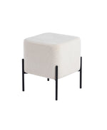 Load image into Gallery viewer, Everest Ivory Cube Shaped Boucle White Stool #100192