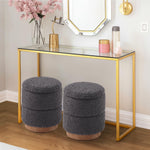 Load image into Gallery viewer, Wooden Base Storage Ottoman: Grey Boucle #100112
