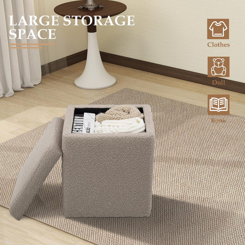 Taupe Square Ottoman With Storage 