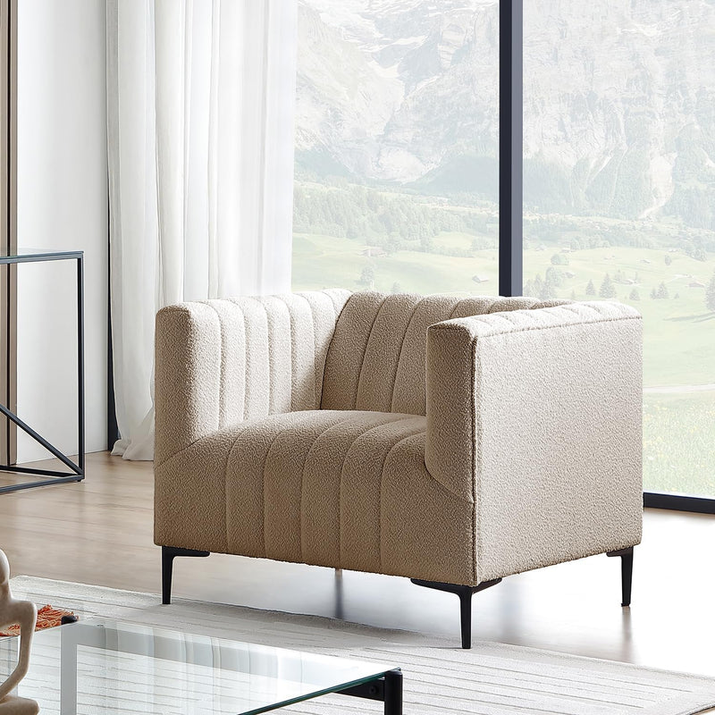 1 Seat Taupe Tufted Sofa 