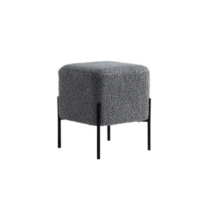 Everest Ivory Cube Shaped Boucle Gray Stool #100169 Get Set Style Furniture