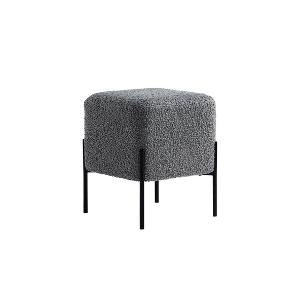 Everest Ivory Cube Shaped Boucle Gray Stool #100169 Get Set Style Furniture