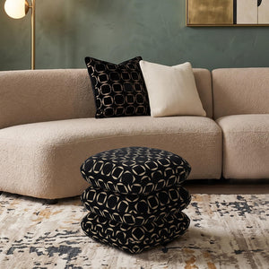 Stacked Swivel Ottoman ( Black Jacquard ) Get Set Style Furniture