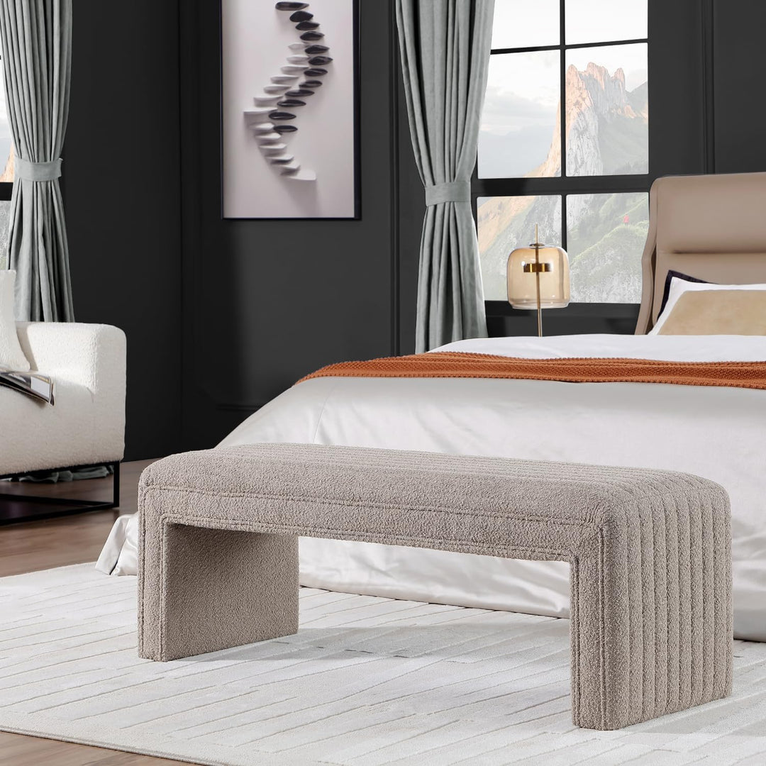 Khaki Boucle Ottoman Benches #900003